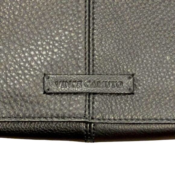 Vince Camuto Black Leather Hobo Shoulder Bag Gold Hardware Zip Lining - Picture 4 of 15